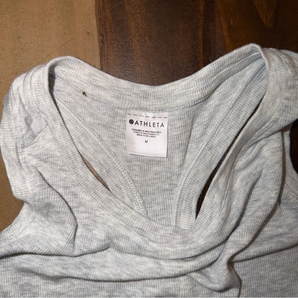 Athleta Grey Ribbed Racer Back Tank - Picture 2 of 3